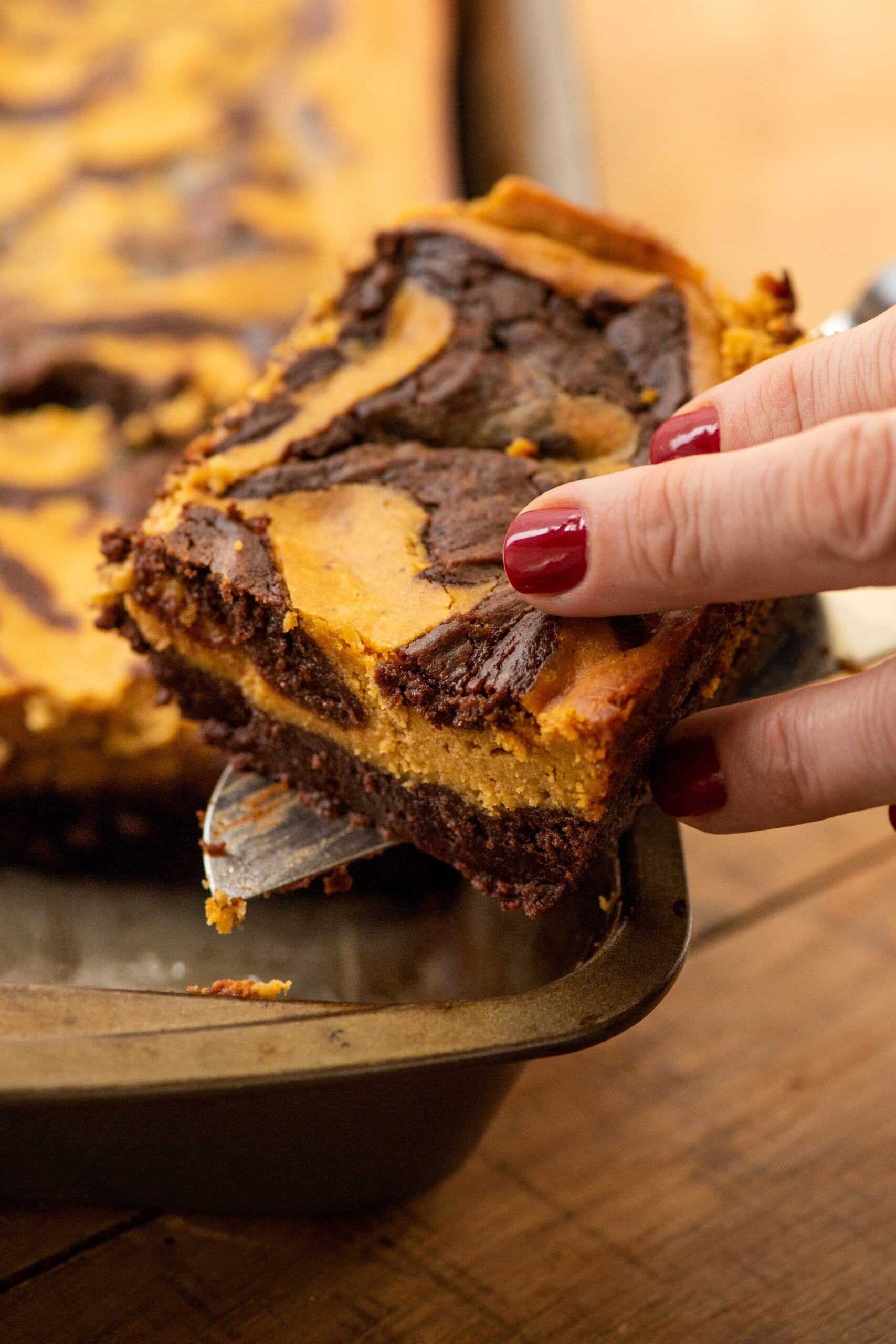Pumpkin Cream Cheese Brownies / Photo by Cheyenne Cohen / Katie Workman / themom100.com