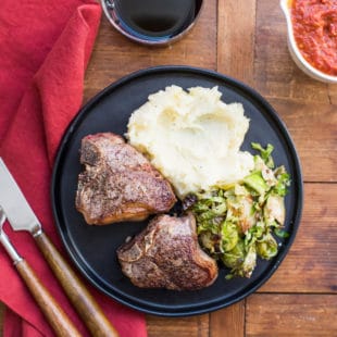 Loin Lamb Chops with Roasted Tomato and Garlic Sauce / Sarah Crowder / Katie Workman / themom100.com