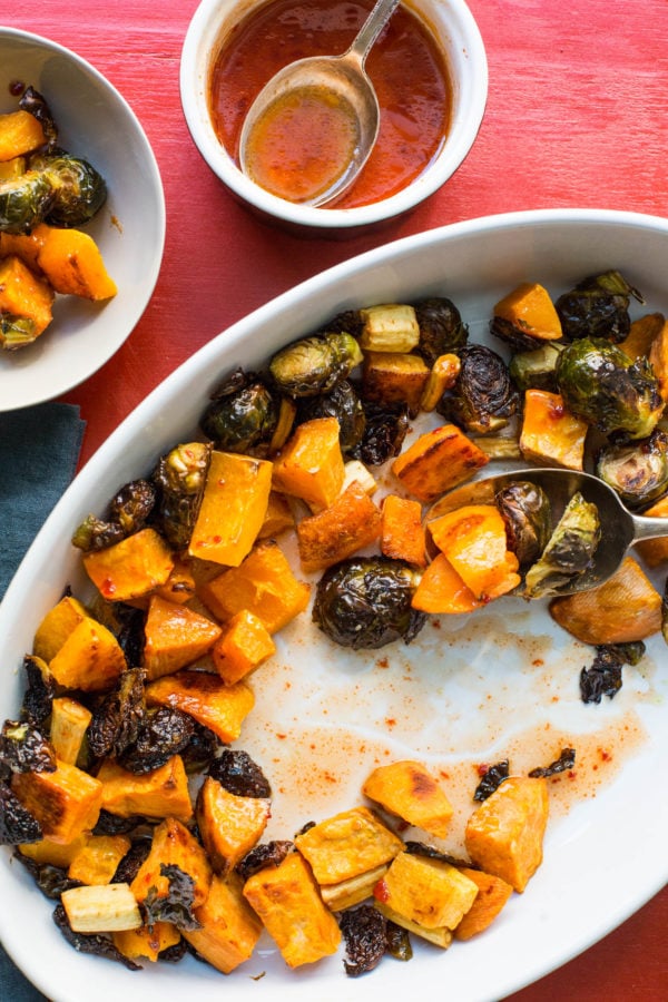 Roasted Vegetables with Sriracha Honey Glaze