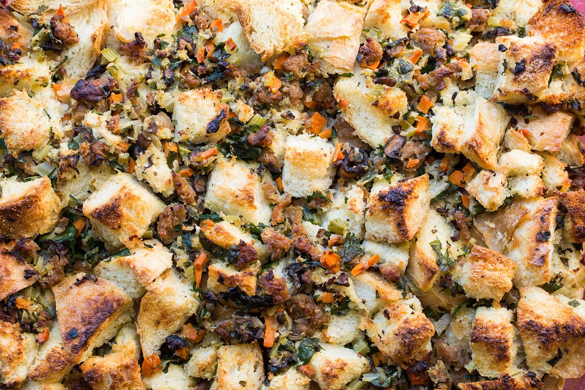 Bread Stuffing with Turkey Sausage.
