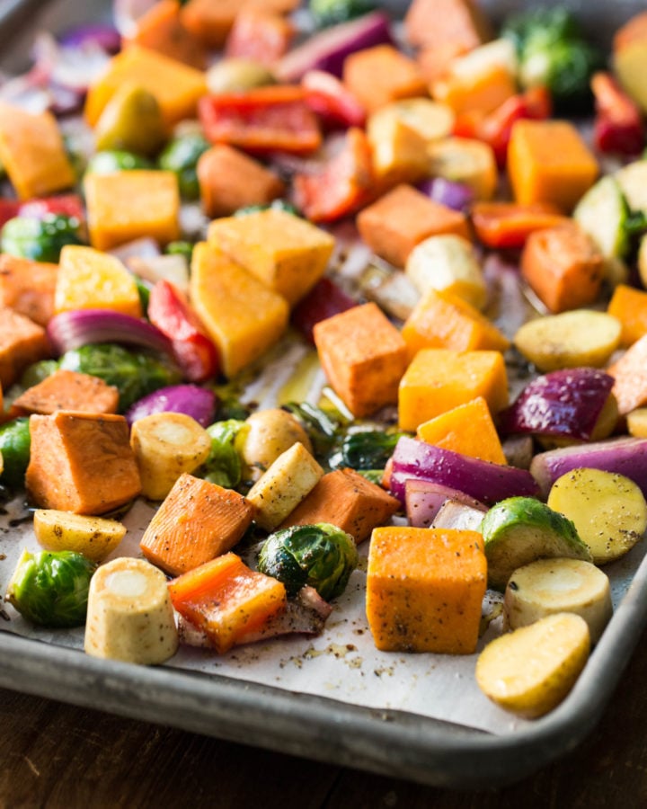 Roasted Winter Vegetables on a sheet pan
