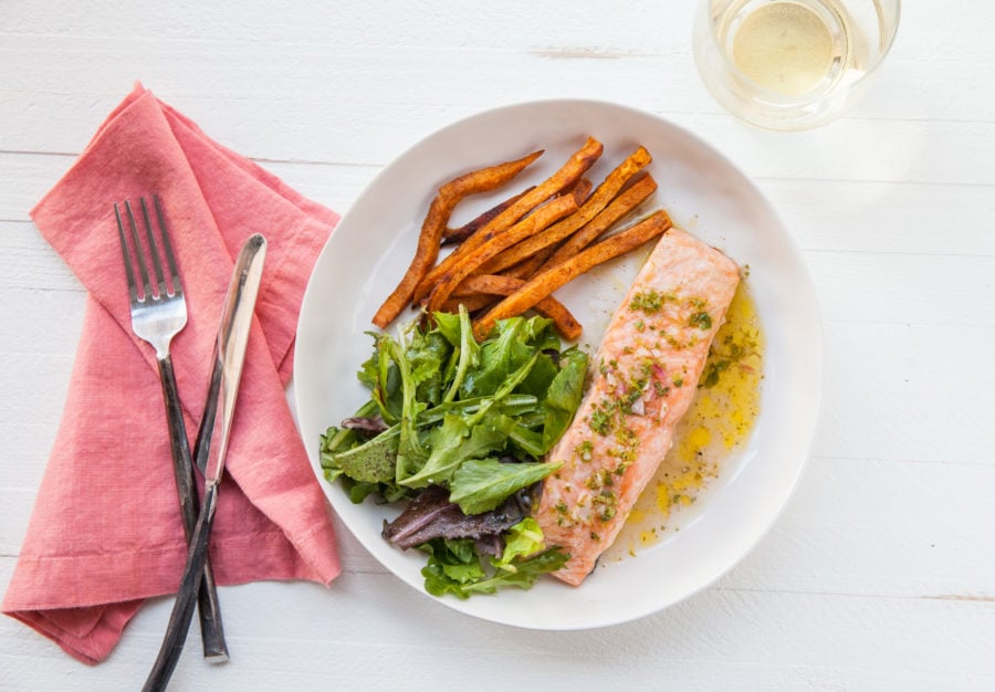 Salmon with Chervil Vinaigrette / Carrie Crow / Katie Workman / themom100.com