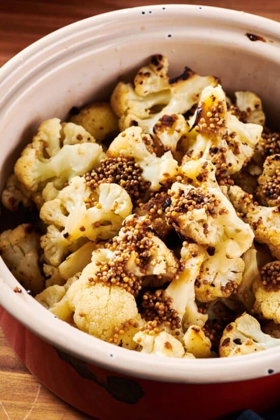 Sautéed Cauliflower with Mustard Seeds in a pot.