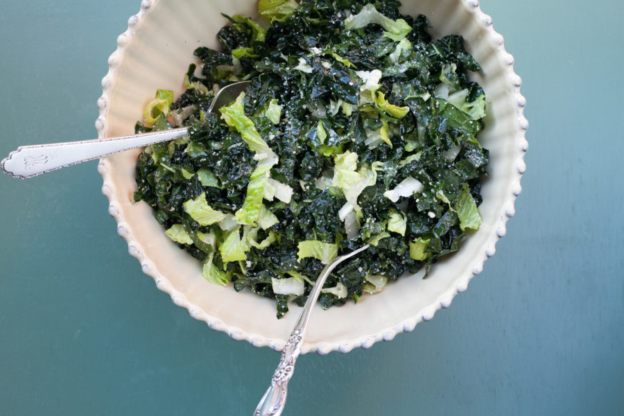 Romaine and Slivered Kale Salad with Lemon Dressing / Carrie Crow / Katie Workman / themom100.com