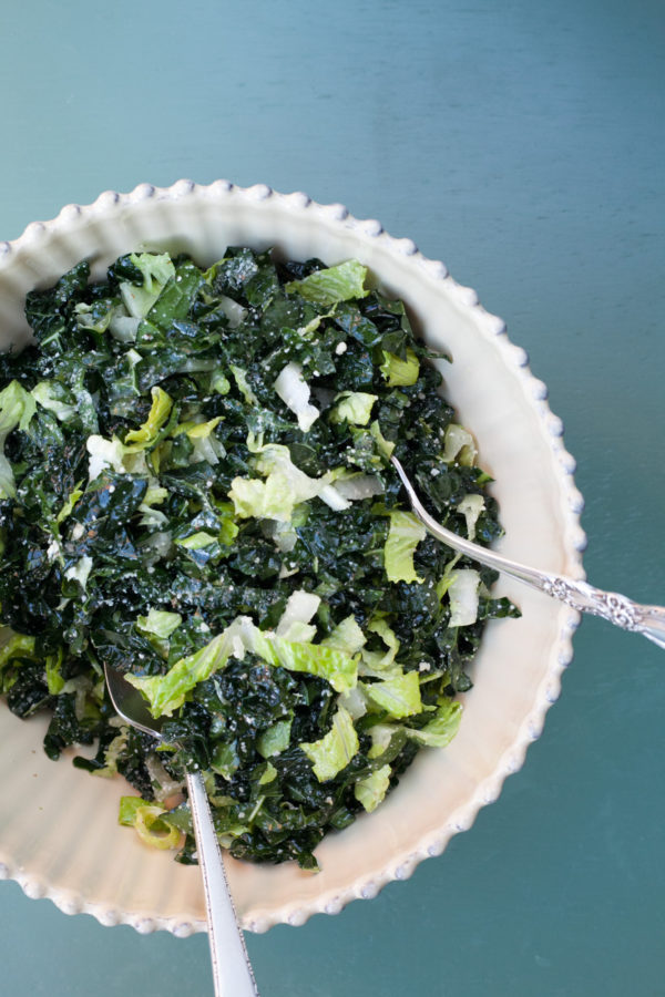 Romaine and Slivered Kale Salad with Lemon Dressing / Carrie Crow / Katie Workman / themom100.com/ Stocking the Refrigerator for the New Year 