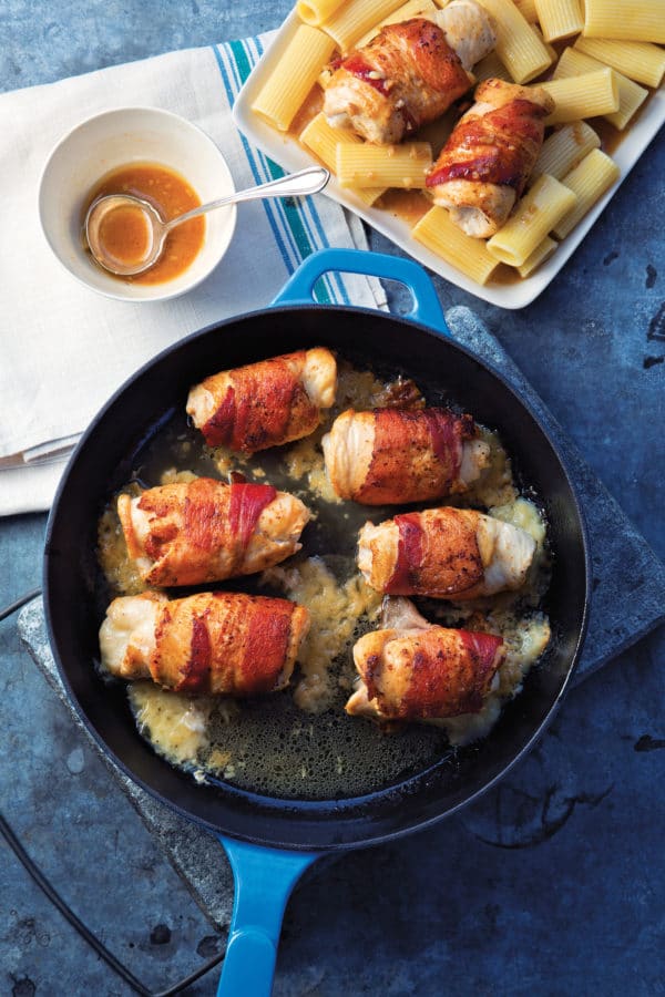 Bacon, Sage, and Provolone Chicken Rolls with Marsala Sauce / Todd Coleman / Katie Workman / themom100.com