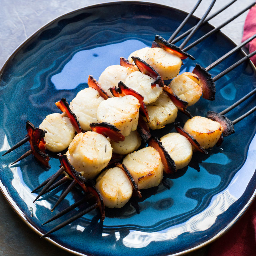 Scallop and Pancetta Kebabs with Balsamic Glaze