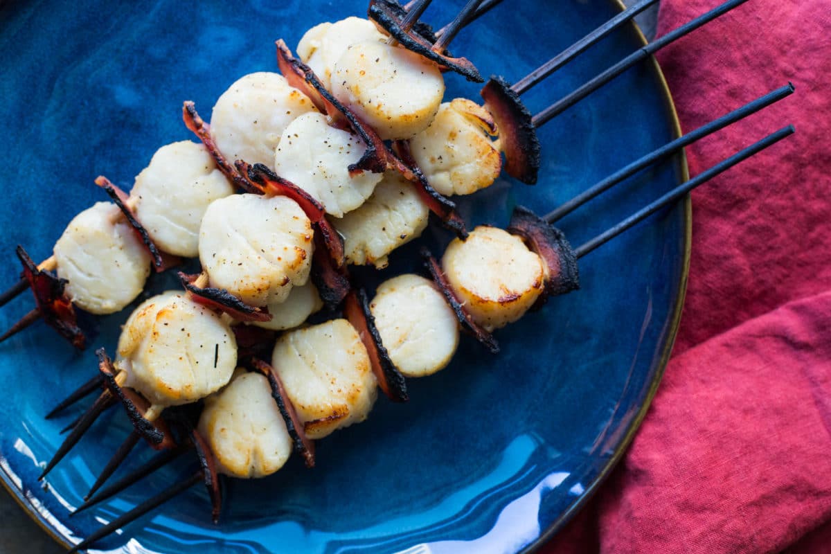 Scallop and Pancetta Kebabs with Balsamic Glaze