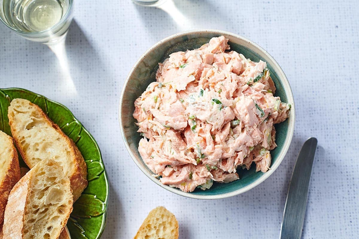 Bowl of Salmon Spread on a table.
