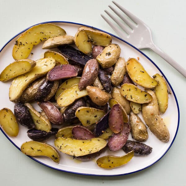 Herb Roasted Fingerling Potatoes on serving platter.