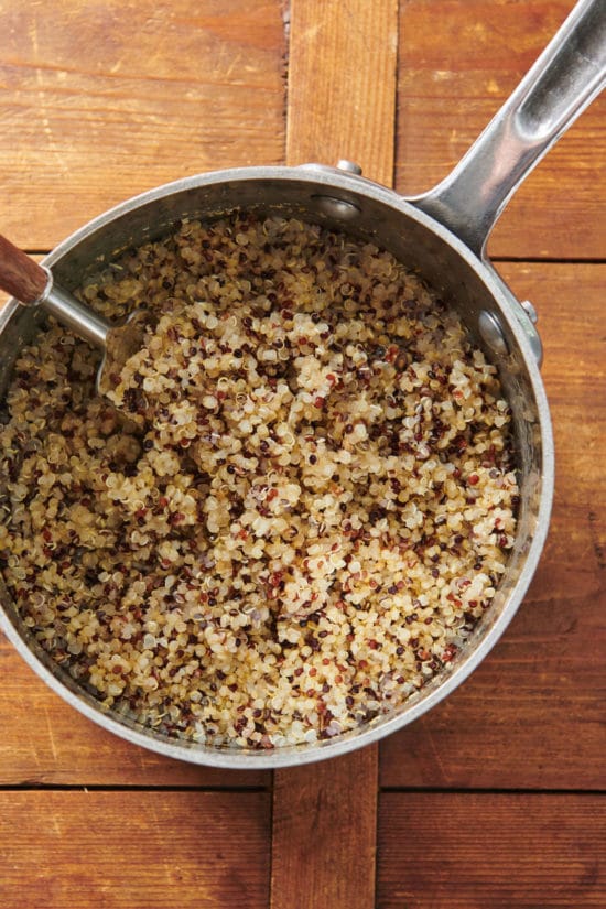 Perfect Quinoa in a pot with a fork