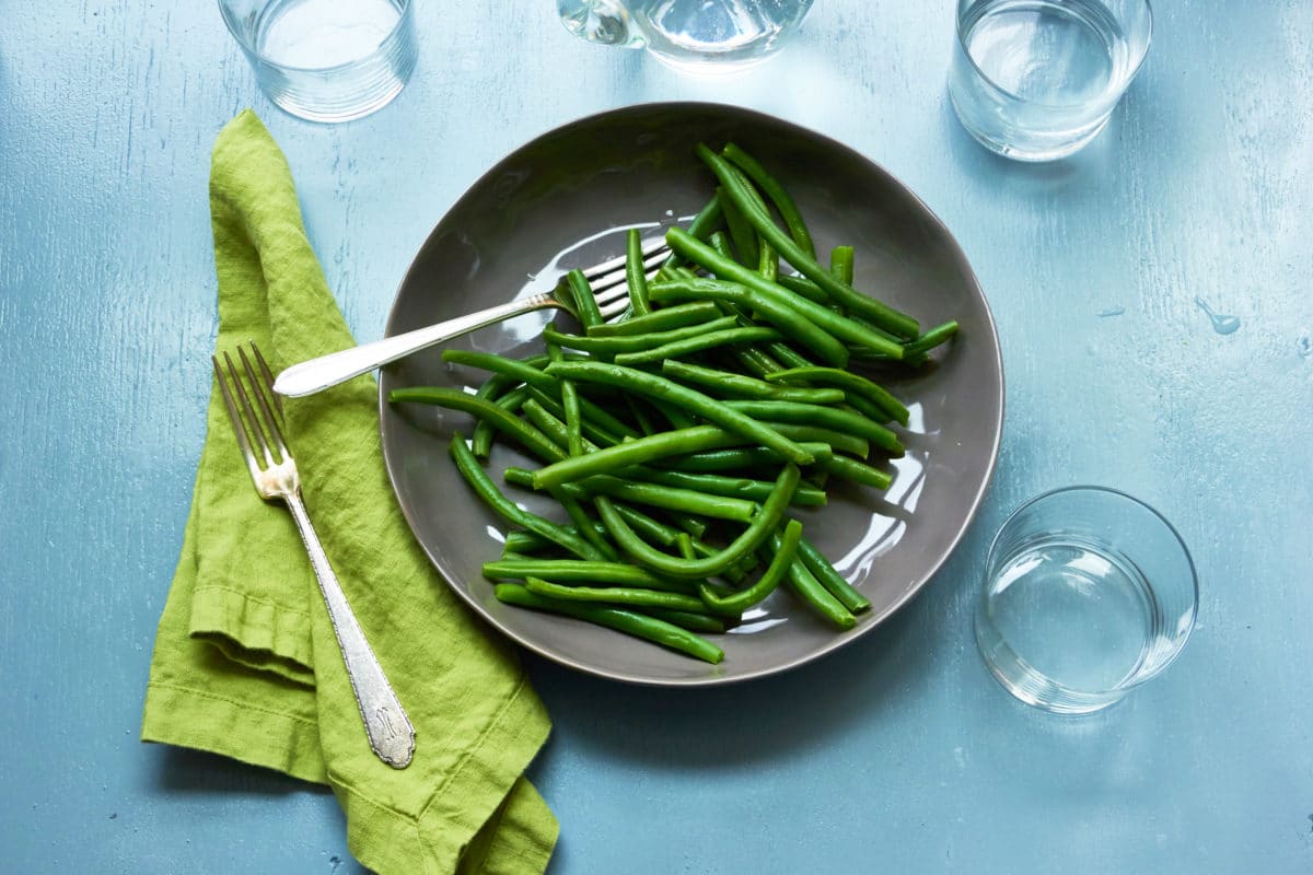 Fork in a bowl of Green Beans.