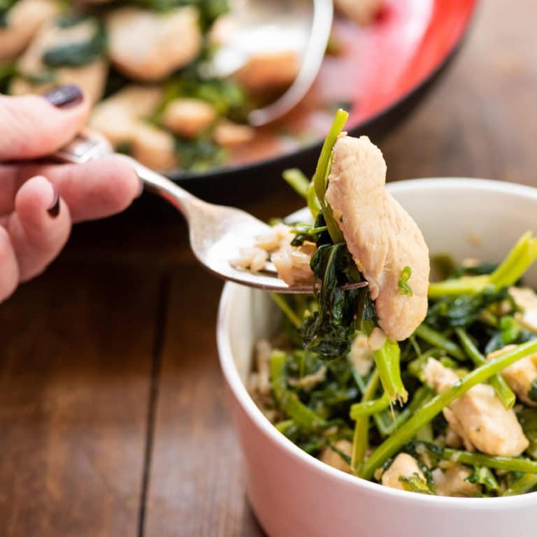 Stir Fried Chicken with Pea Shoots / Photo by Cheyenne Cohen / Katie Workman / themom100.com