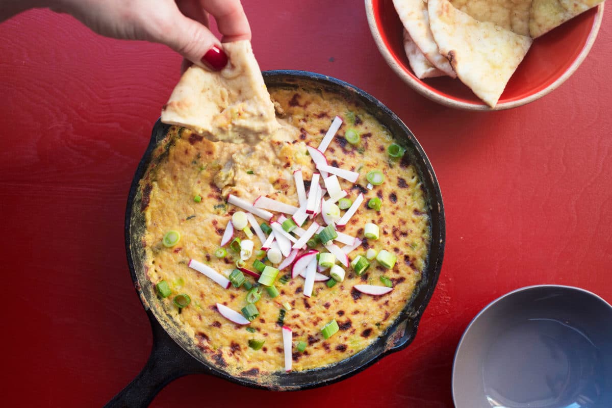 Hot Corn Queso Dip / Katie Workman / themom100.com / Photo by Luci Beni