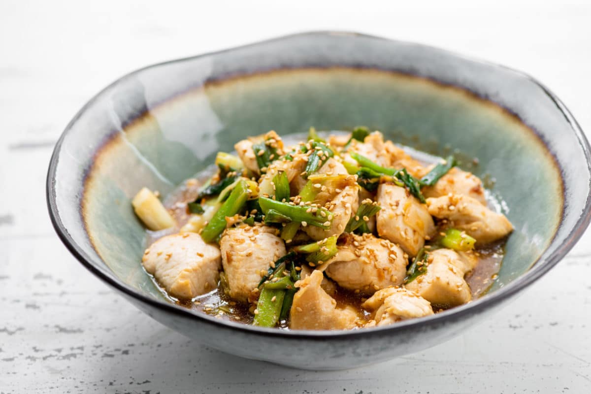 Stir Fried Chicken with Scallions / Katie Workman / themom100.com / Photo by Cheyenne Cohen