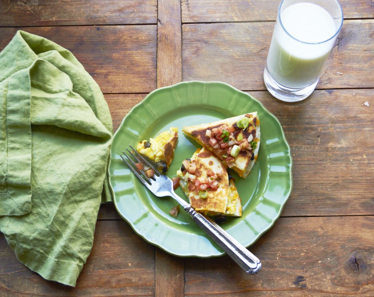 Breakfast Quesadillas / Katie Workman / themom100.com / Photo by Mia