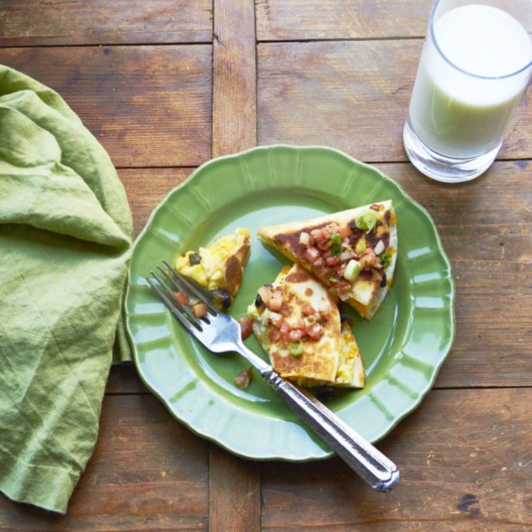 Breakfast Quesadillas / Katie Workman / themom100.com / Photo by Mia