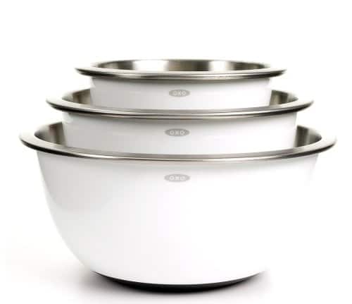 OXO Good Grips 3-Piece Stainless-Steel Mixing Bowl Set, White / amazon.com