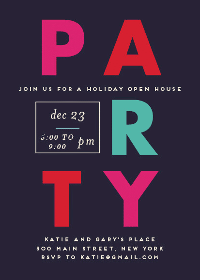 Invitation for Holiday Open House Party.