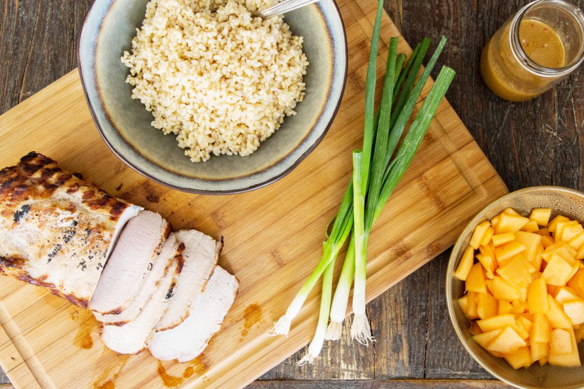 Grilled Pork Loin with Brown Rice