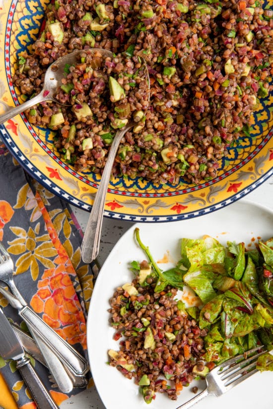 Lentil, Red Onion and Avocado Salad