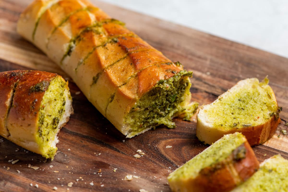 Salsa Verde Garlic Bread
