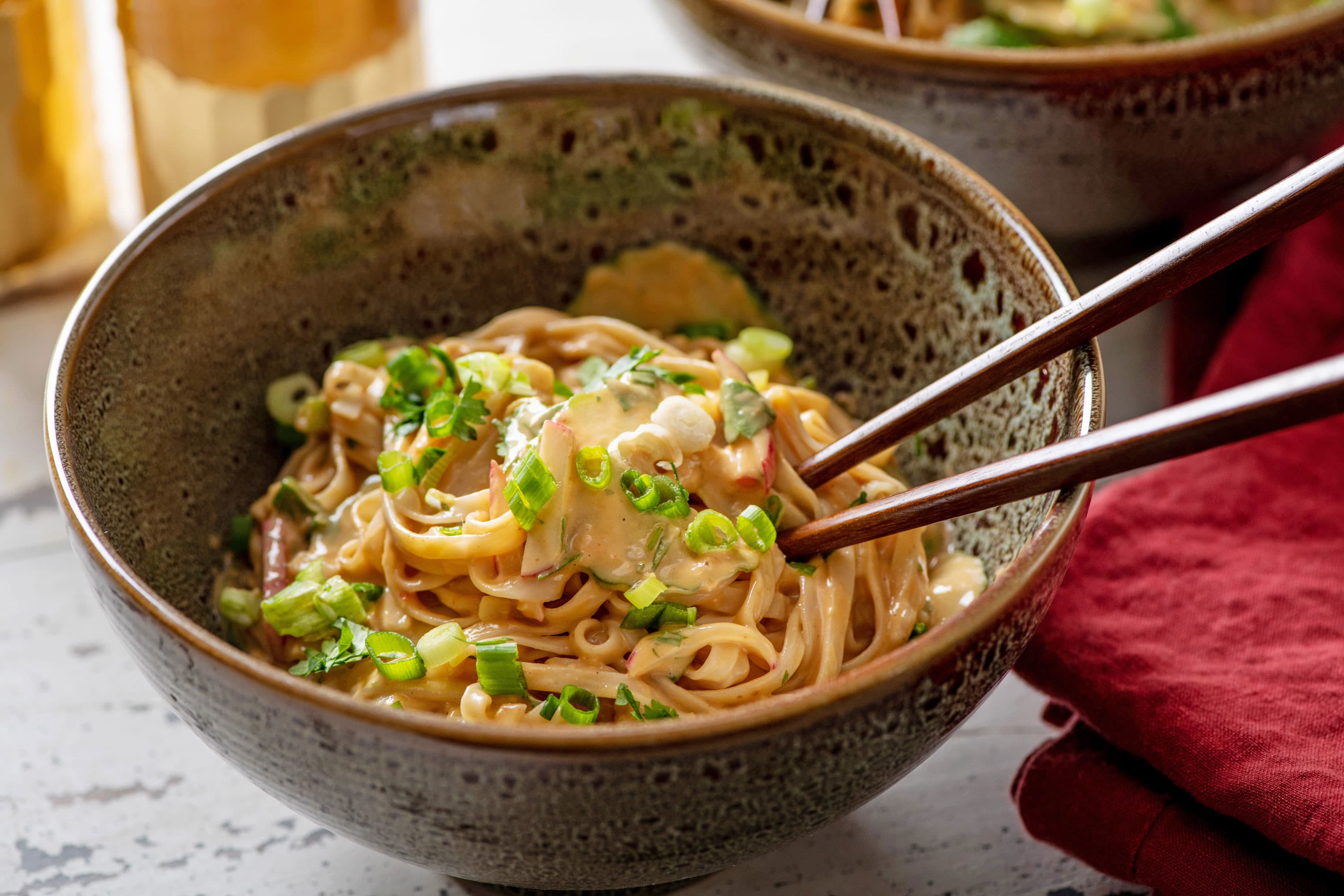 Asian Noodle Salad in a Jar with Spicy Peanut Dressing