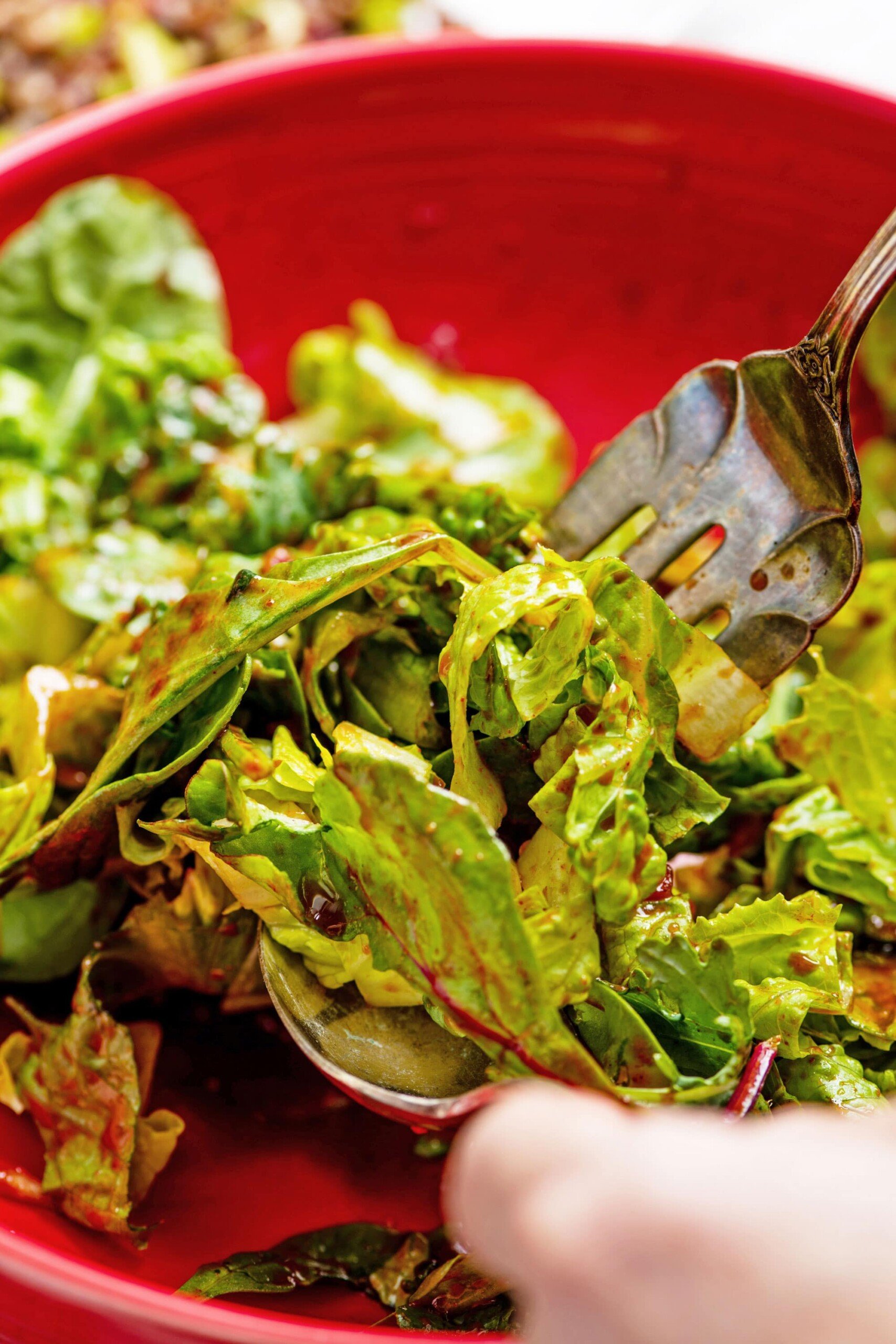 Spicy Greens Salad with Gochujang Dressing