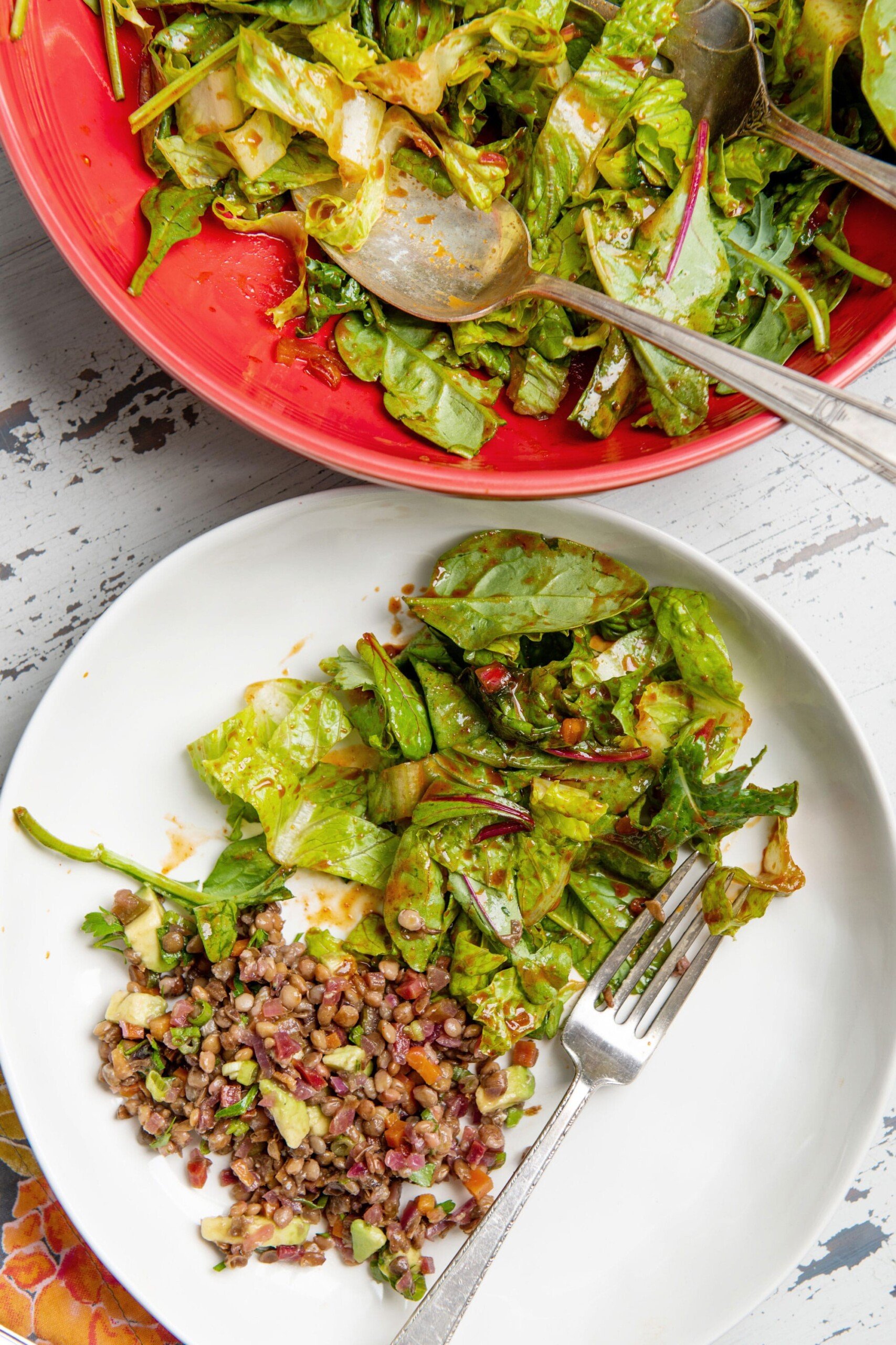 Spicy Greens Salad with Gochujang Dressing