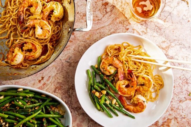 Asian Stir Fried Shrimp and Rice Noodles