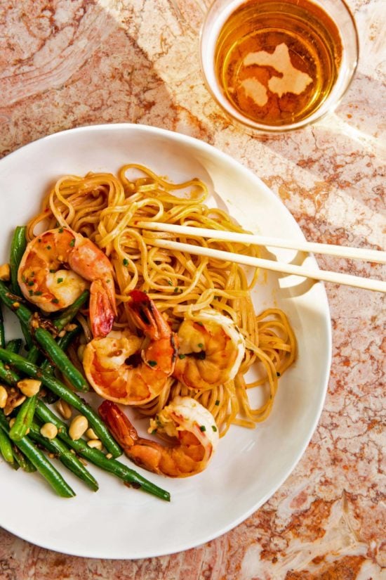 Asian Stir Fried Shrimp and Rice Noodles