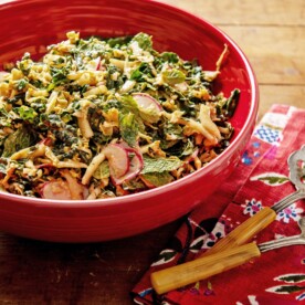 Kale, Cabbage and Mint Salad with Peanut Dressing
