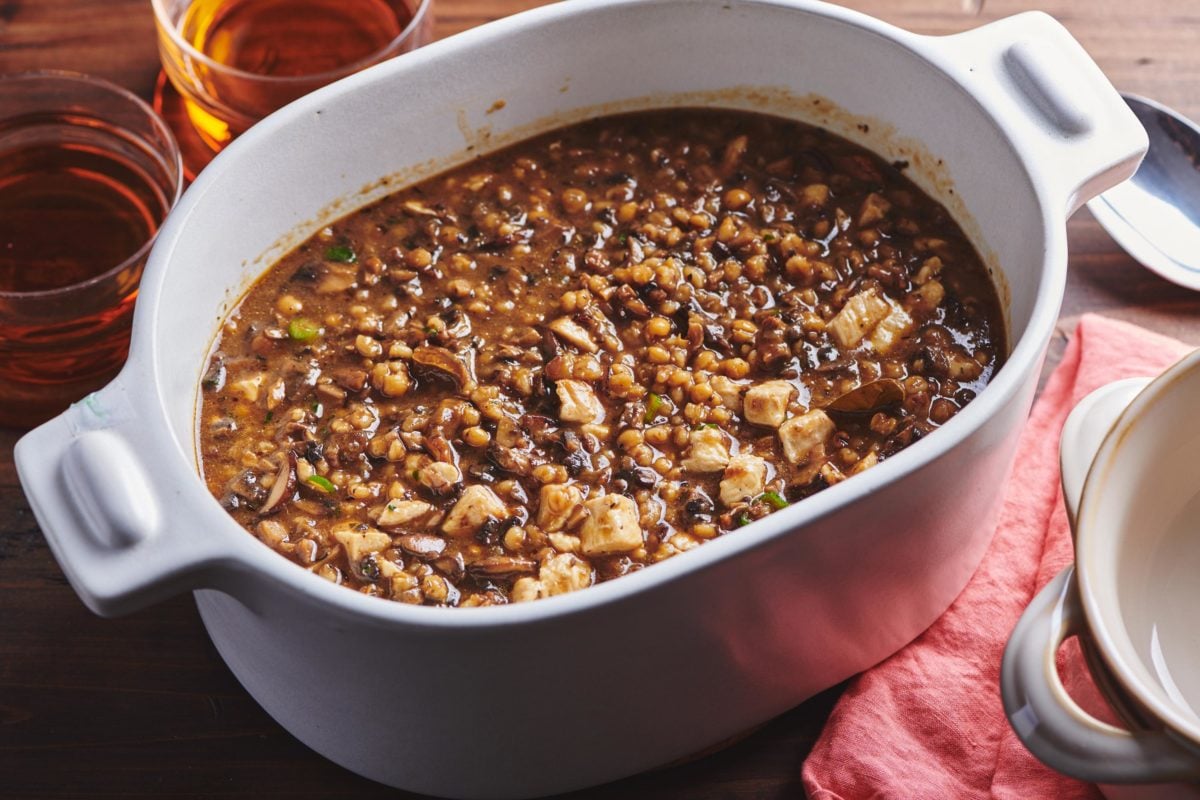 Lemony Chicken, Barley and Shiitake Mushroom Soup