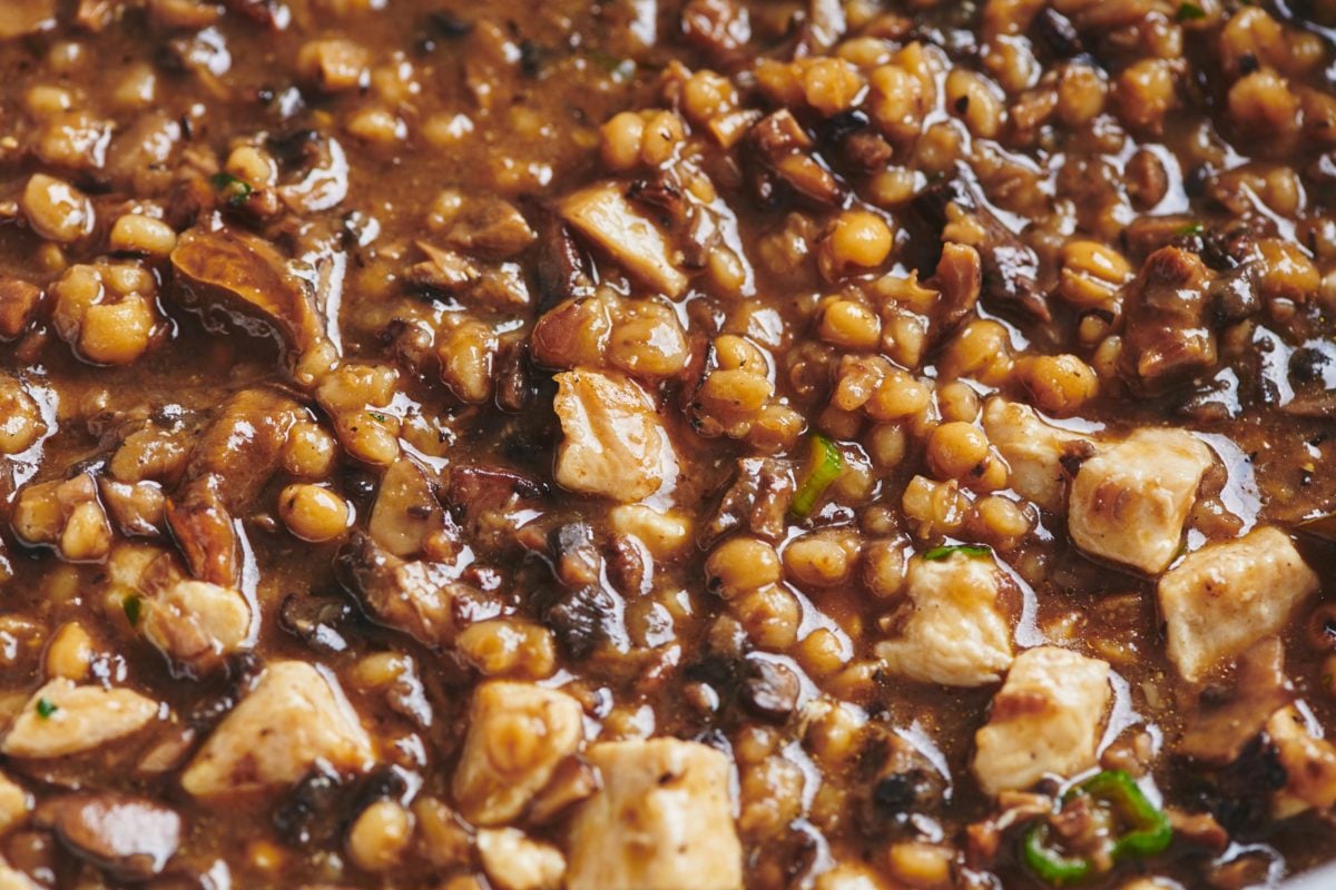 Lemony Chicken, Barley and Shiitake Mushroom Soup