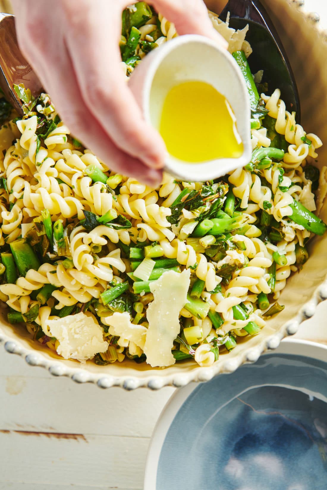 Lemony Rotini with Goat Cheese Sauce and Spring Vegetables