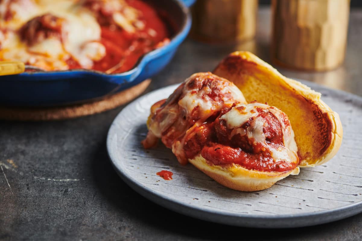 Meatball Sub on a plate.