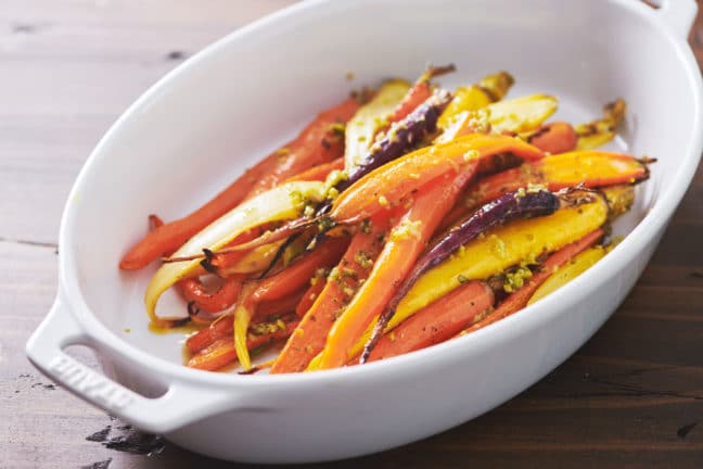Roasted Carrots with Tapenade Dressing