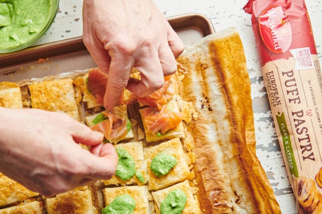 Smoked Salmon and Crème Fraiche Puff Pastry Tartlets