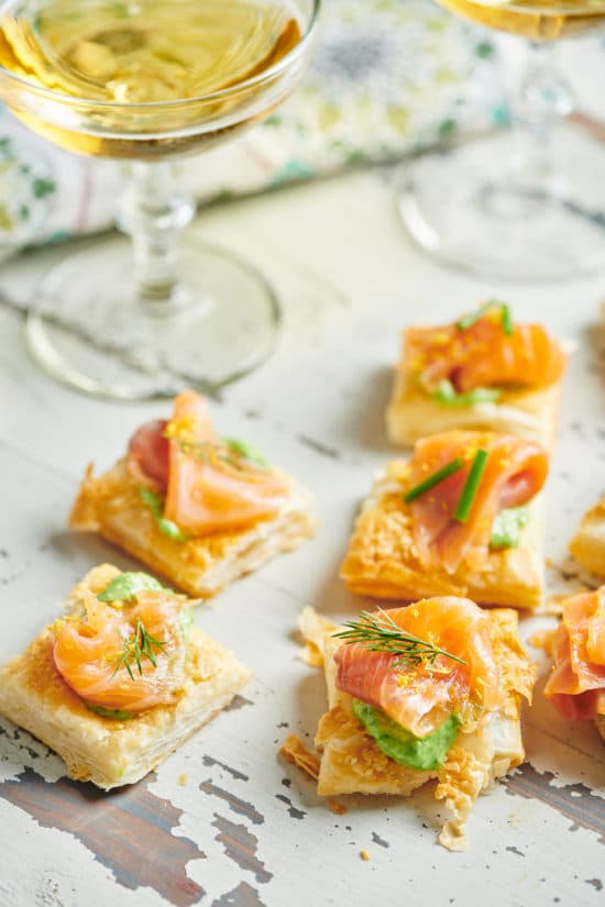 Smoked Salmon and Crème Fraiche Puff Pastry Tartlets