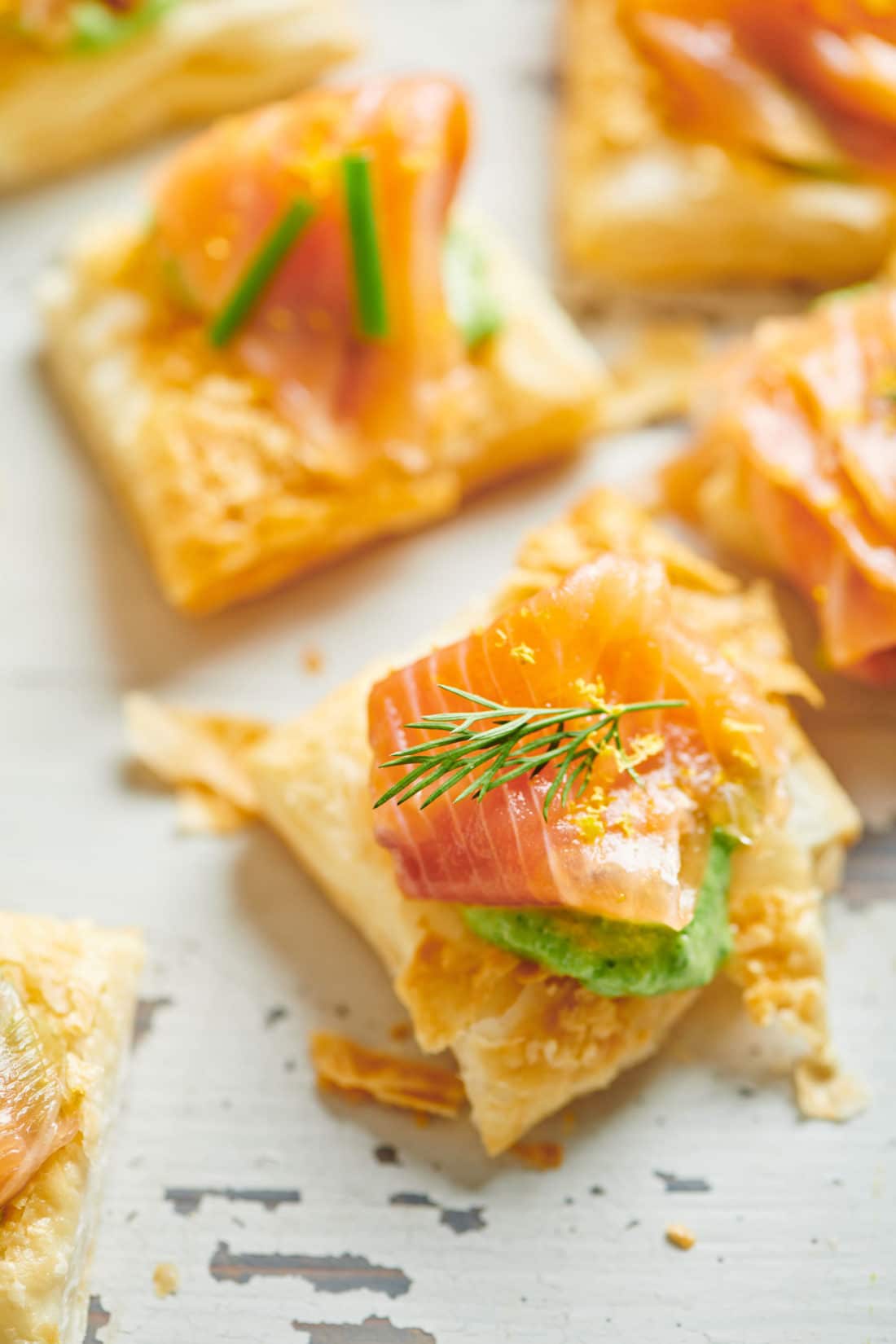 Smoked Salmon and Crème Fraiche Puff Pastry Tartlets