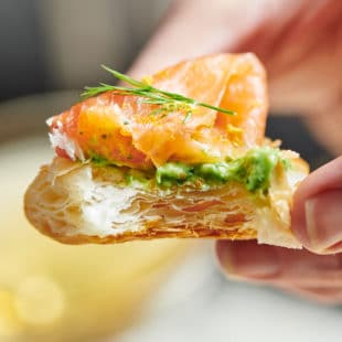 Smoked Salmon and Crème Fraiche Puff Pastry Tartlets
