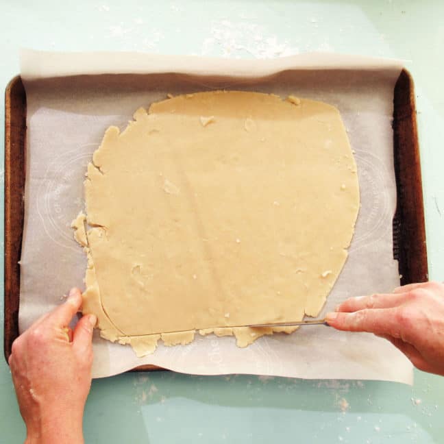Trimming dough for a galette or crostada 