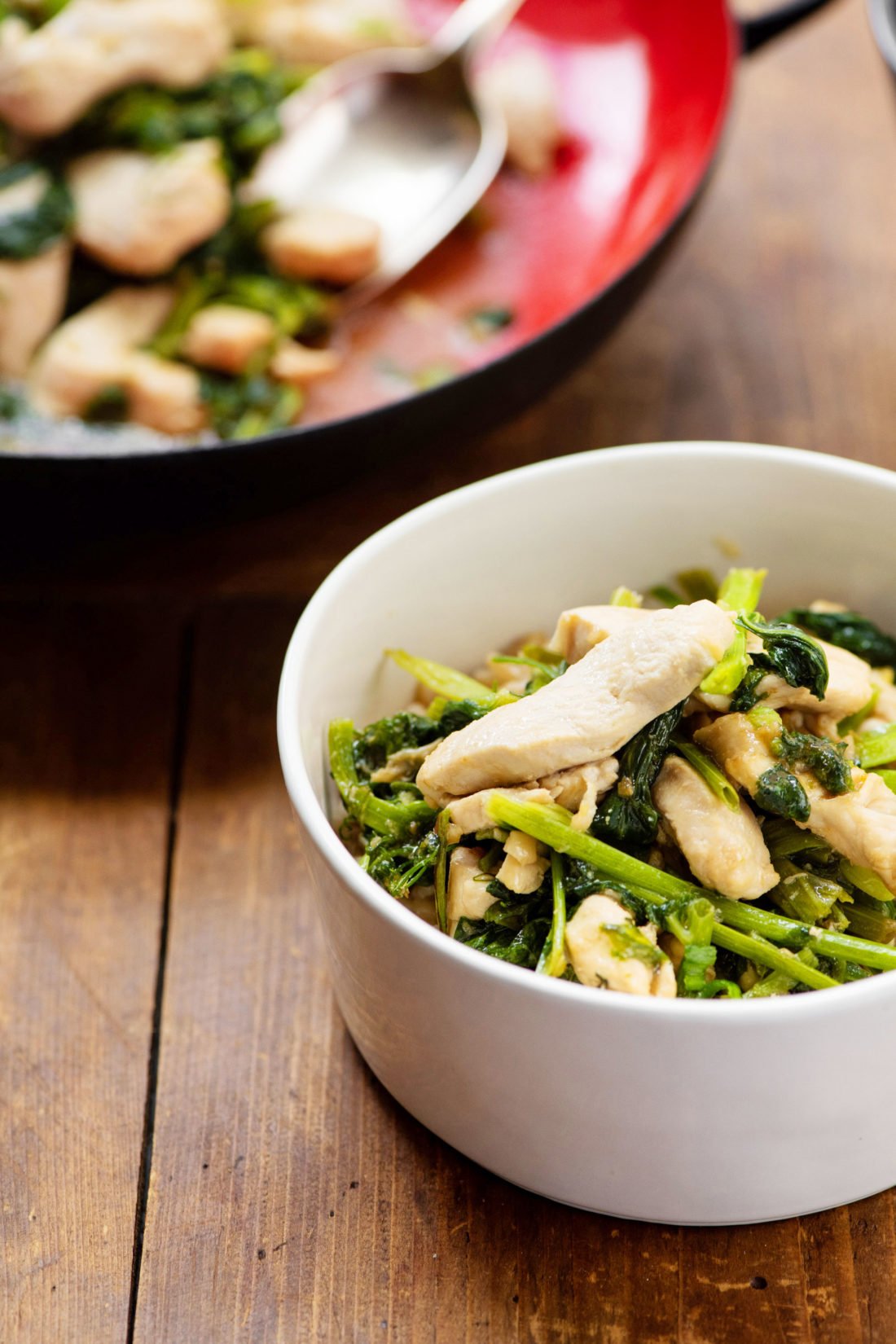 Stir Fried Chicken with Pea Shoots