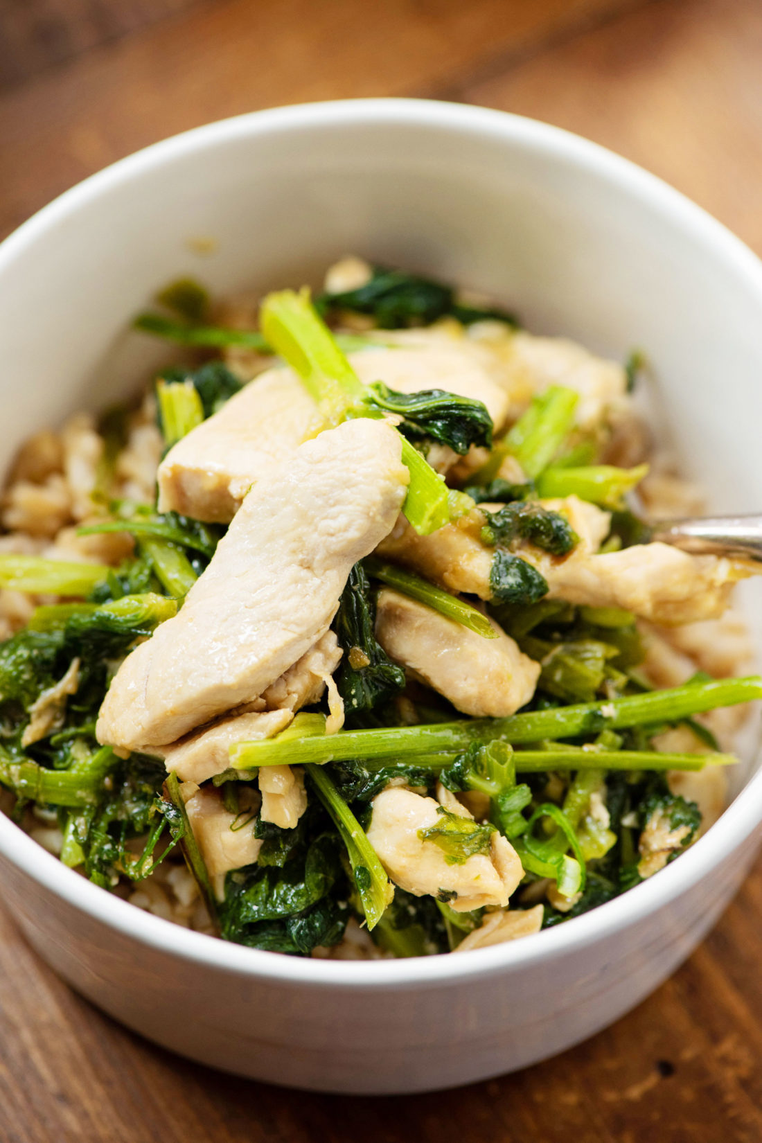 Stir Fried Chicken with Pea Shoots
