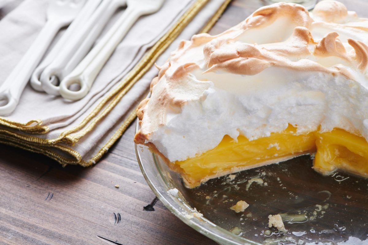 cut Lemon Meringue Pie from the side