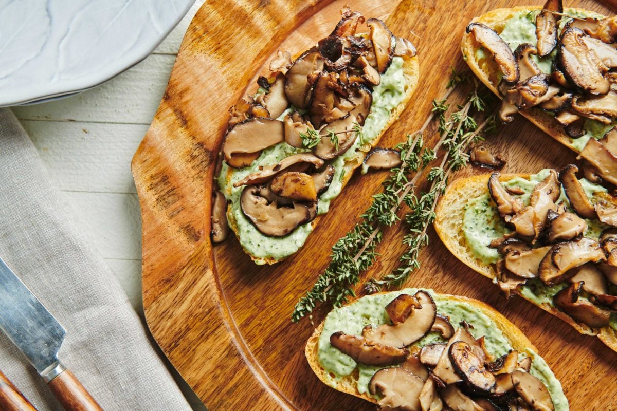 Mushroom Bruschetta with Herbed Mayonnaise