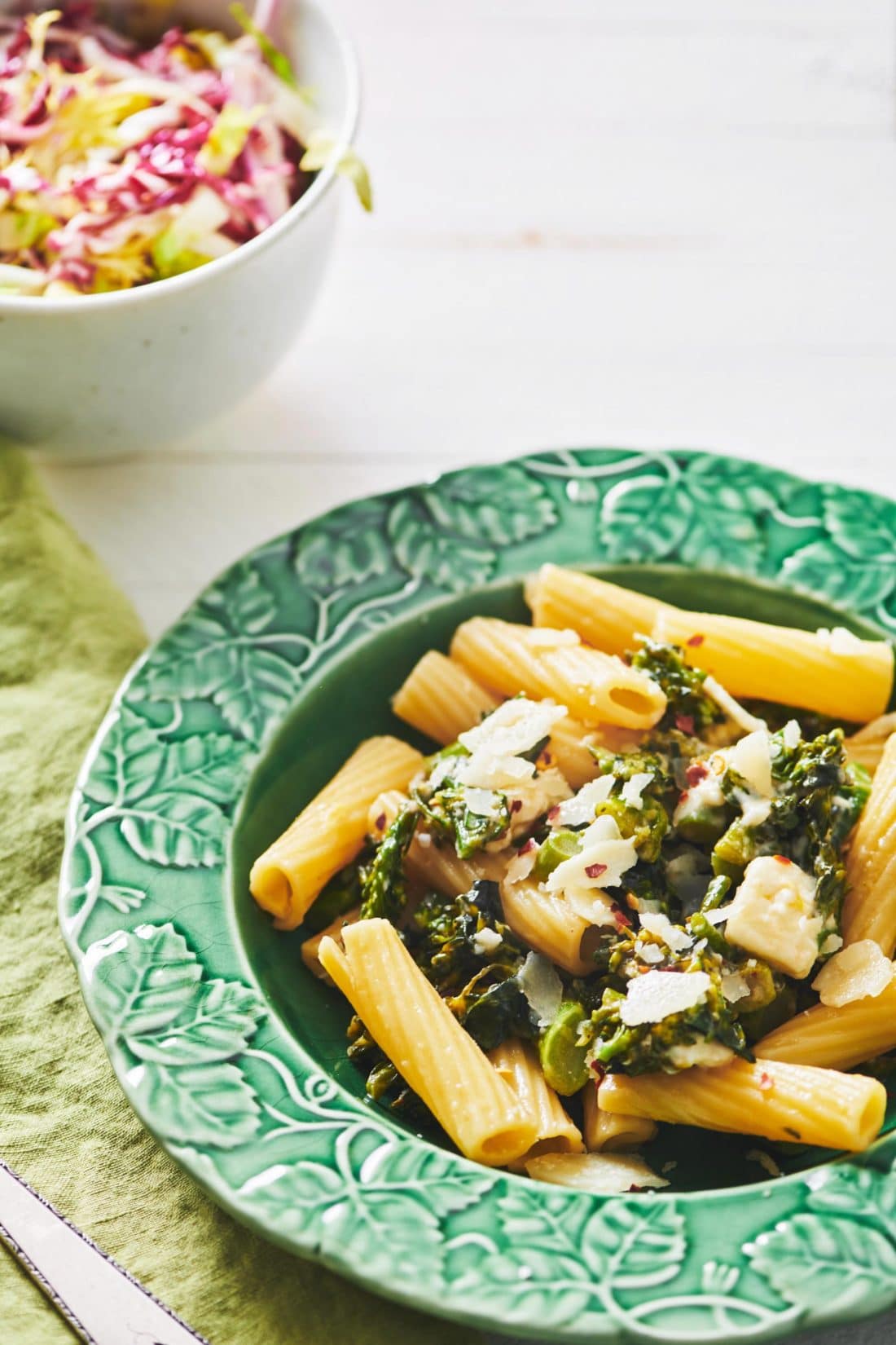 Plate of Pasta with Feta and Broccolini.