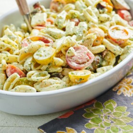 Pasta Salad with Tomatoes, Feta and Herbed Mayonnaise