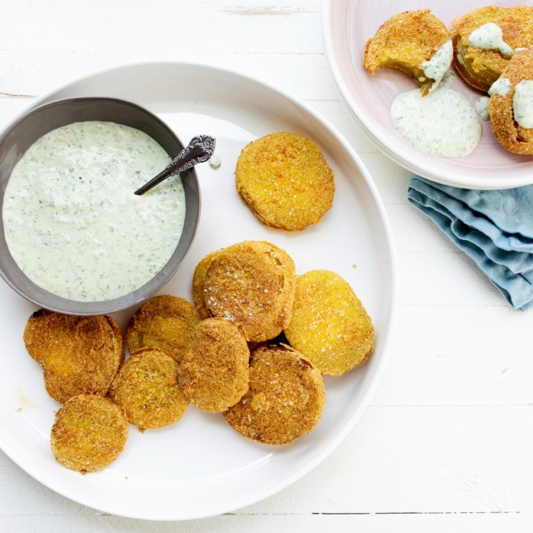 Fried Green Tomatoes with Green Goddess Dressing