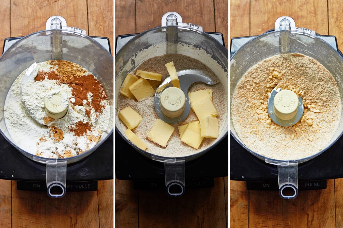 Making streusel topping in food processor.